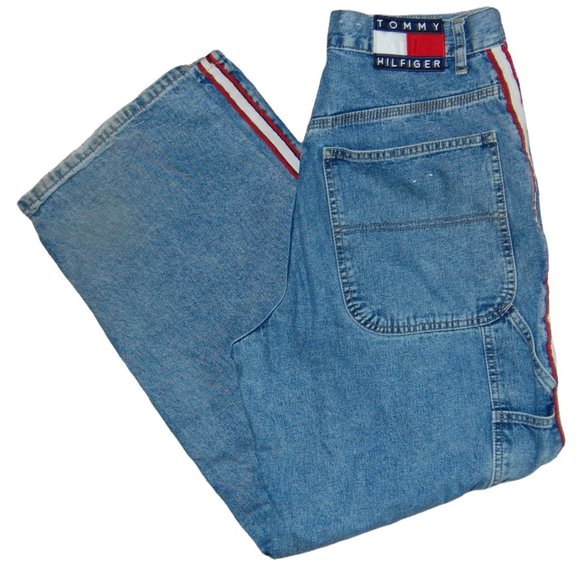 Tommy Hilfiger Other - Vintage 1990s Tommy Hilfiger Big Flag Side Stripe Carpenter Blue Jeans 31x32